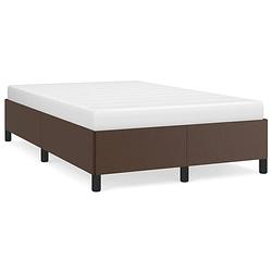 Foto van The living store bedframe bruin kunstleer - 203 x 123 x 35 cm - ondersteunende poten - multiplex lattenbodem