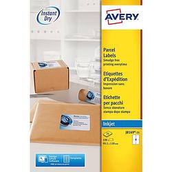 Foto van Avery witte etiketten inkjet quickdry ft 99,1 x 139mm, 100 stuks, doos van 25 vel met ronde hoeken 5 stuks