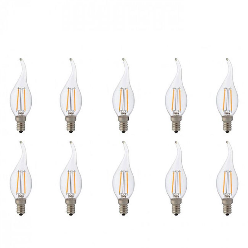 Foto van Led lamp 10 pack - kaarslamp - filament flame - e14 fitting - 4w - natuurlijk wit 4200k
