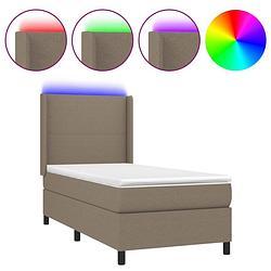 Foto van The living store boxspring bed - taupe - 193 x 93 x 118/128 cm - led-verlichting - pocketvering matras -