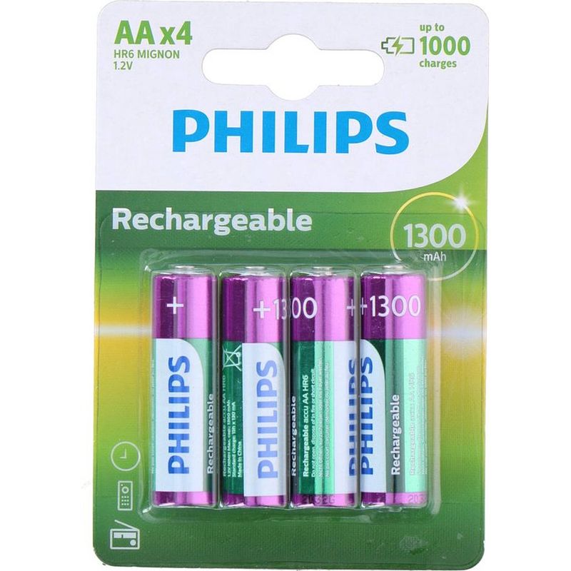 Foto van Philips aa oplaadbare batterijen - 8 stuks 1300mah
