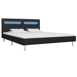 Foto van The living store bedframe vdf-8208 - 160x200 cm - zwart - led-strip - stof