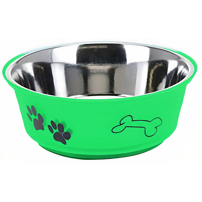 Foto van Dogs collection hondenvoer- en drinkbak 1,4 liter rvs 21,5 cm rvs groen