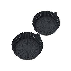 Foto van Fedec airfryer siliconen bakje - 19,5 cm - zwart - 2 stuks