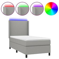 Foto van The living store boxspring 100x200 - led - lichtgrijs - pocketvering - huidvriendelijk