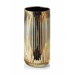 Foto van Mondex serente gold decoratieve vaas gemaakt van glas 12 x 12 x 25 cm goud