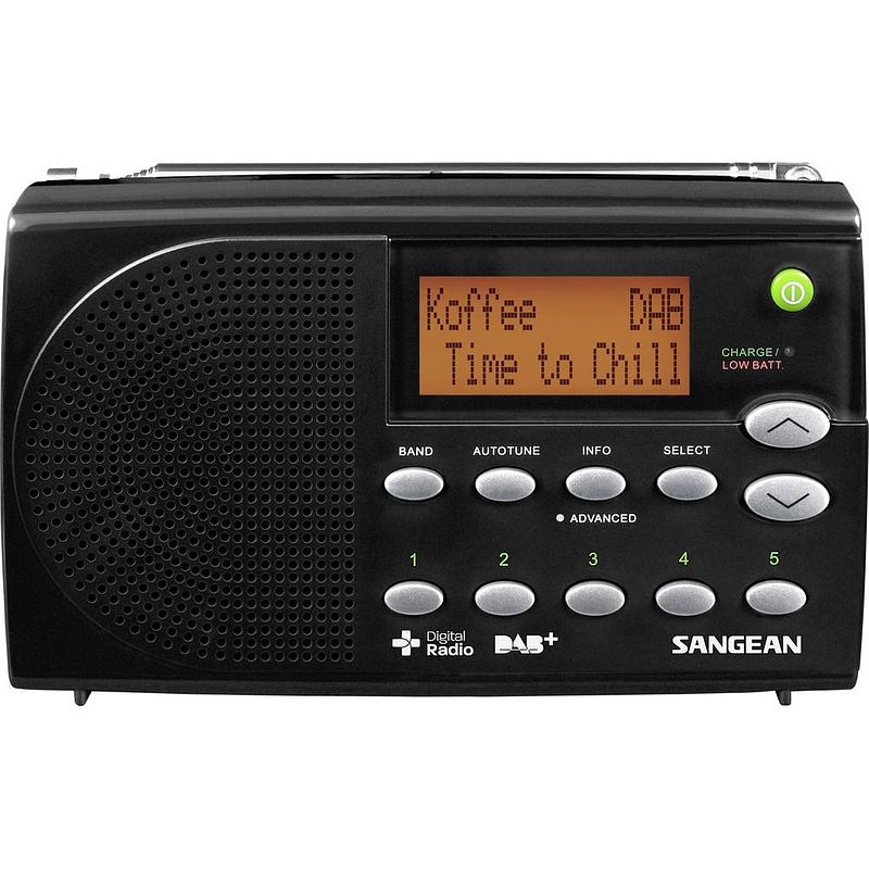 Foto van Sangean dpr-65 transistorradio dab+, vhf (fm) accu laadfunctie zwart