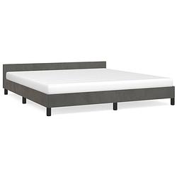 Foto van The living store bedframe donkergrijs fluweel - 203 x 183 x 50 cm - ondersteunende poten - multiplex lattenbodem