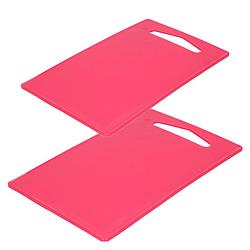 Foto van Kunststof snijplanken set van 2x stuks roze 27 x 16 en 36 x 24 cm - snijplanken