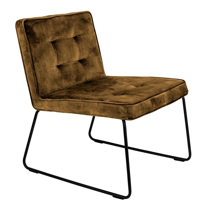 Foto van 24designs toulouse fauteuil - stof geelgoud - stalen onderstel