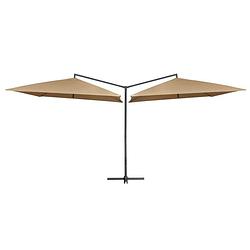 Foto van Vidaxl parasol dubbel met stalen paal 250x250 cm taupe