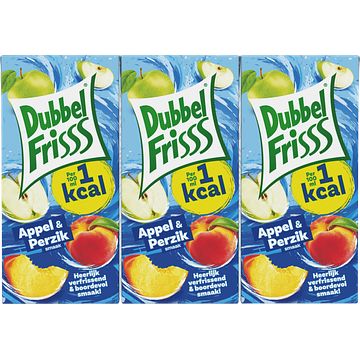 Foto van Dubbelfrisss appel perzik 1kcal 6 x 0, 2l bij jumbo