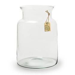 Foto van Transparante melkbus vaas van eco glas 19 x 25 cm - vazen