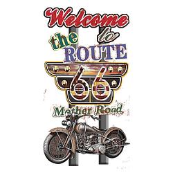 Foto van Clayre & eef tekstbord 42x79 cm bruin ijzer motor route 66 wandbord bruin wandbord