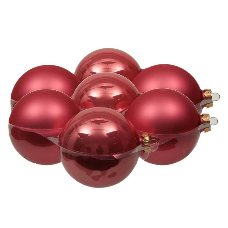 Foto van 8x stuks glazen kerstballen bubblegum roze 10 cm mat/glans - kerstbal