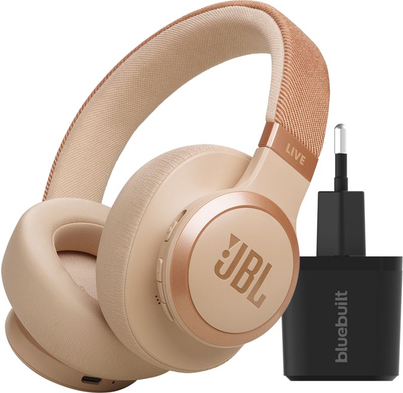 Foto van Jbl live 770nc rosegoud + bluebuilt quick charge oplader met