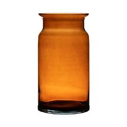 Foto van Oranje/transparante melkbus vaas/vazen van glas 29 cm - vazen