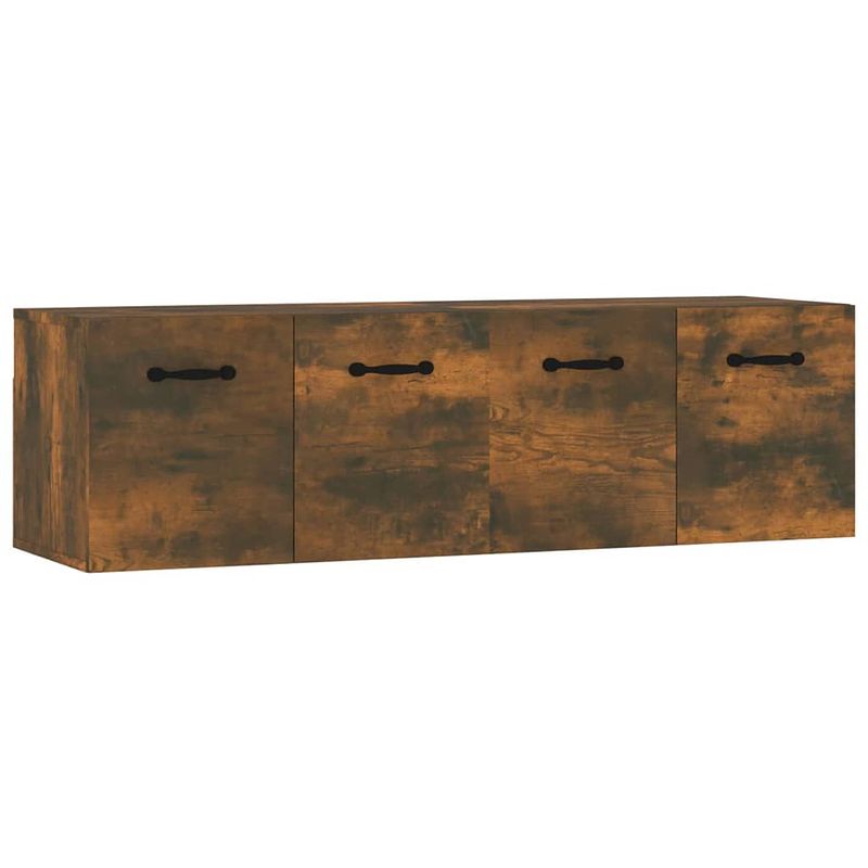 Foto van The living store wandkast - gerookt eiken - 80x35x36.5 cm - 2 vakken