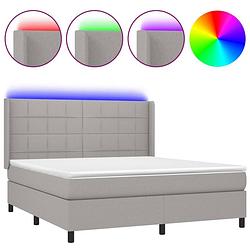 Foto van The living store bed - led boxspring met pocketvering matras - 180x200 cm - lichtgrijs