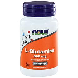 Foto van Now l-glutamine 500mg capsules