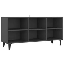 Foto van The living store tv-meubel industrieel - 103.5 x 30 x 50 cm - grijs - 4 metalen poten - 6 vakken