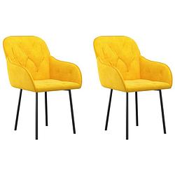 Foto van The living store eetkamerstoel geel fluweel 57 x 61 x 80 cm - ergonomisch ontwerp