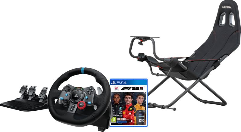 Foto van Logitech g29 driving force + playseat challenge actifit + f1 23 ps4