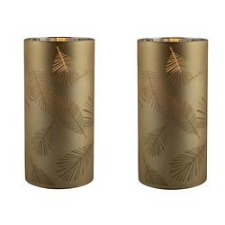 Foto van 2x stuks luxe led kaarsen in goud bladeren glas d7 x h15 cm - led kaarsen
