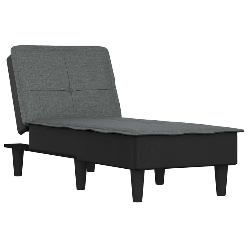 Foto van The living store chaise longue - verstelbaar - donkergrijs - 55x140x70 cm - ademende stof en multiplex frame