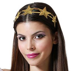 Foto van Atosa verkleed diadeem sterren - goud - mini hoedje - meisjes/dames - prinses/1001 nacht - verkleedhoofddeksels