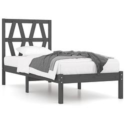 Foto van The living store bedframe - massief grenenhout - 195.5 x 95.5 x 31 cm - grijs