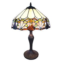 Foto van Haes deco - tiffany tafellamp meerkleurig ø 41x59 cm fitting e27 / lamp max 1x60w