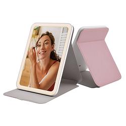 Foto van Flinq draagbare make-up spiegel - spiegel met verlichting - oplaadbaar - roze