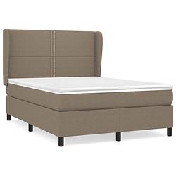 Foto van The living store boxspringbed - - bed - 193 x 147 x 118/128 cm - taupe - pocketvering matras - middelharde