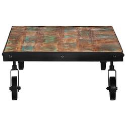 Foto van Infiori salontafel met wielen 100x60x26 cm massief gerecycled hout