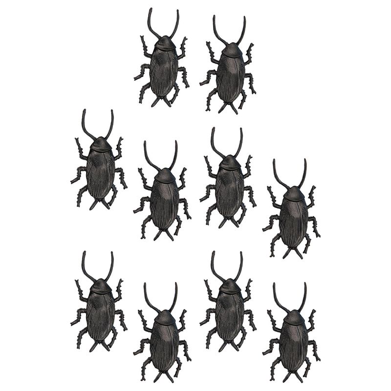 Foto van Amscan nep kakkerlakken/kevers 5 cm - zwart/bruin - 10x - horror/griezel thema decoratie beestjes - feestdecoratievoorwe
