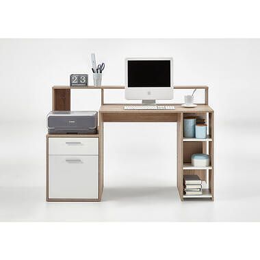 Foto van Bureau bolton - eikenkleur/wit - 91,6x138,5x53,5 cm - leen bakker