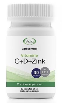 Foto van Vedax liposomale vitamine c+d+zink kauwtabletten