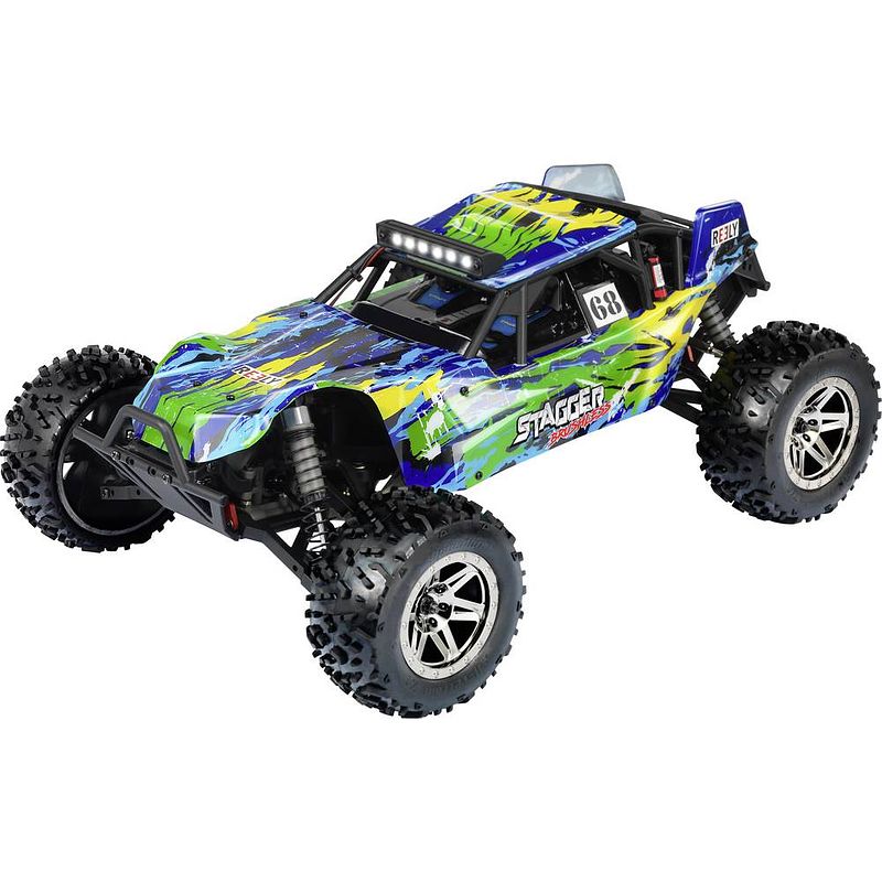 Foto van Reely stagger brushless 1:10 rc auto elektro buggy 4wd 100% rtr 2,4 ghz incl. accu, oplader en batterijen voor de zender, incl. brushless combo