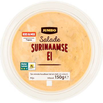 Foto van 3 voor € 6,00 | jumbo surinaamse eiersalade 150g aanbieding bij jumbo