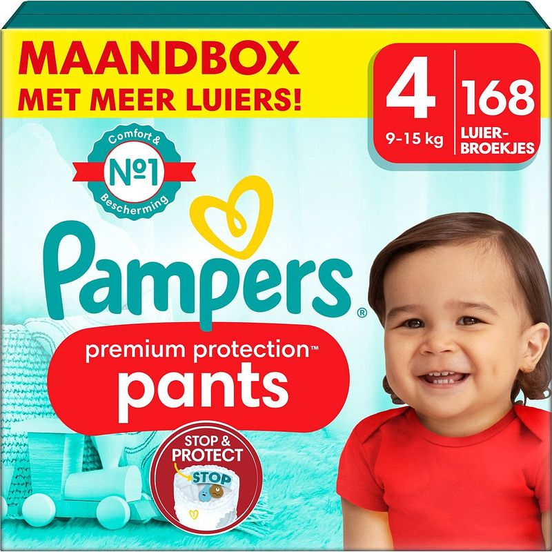 Foto van Pampers - premium protection pants - maat 4 - maandbox - 168 stuks - 9/15 kg