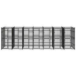 Foto van The living store hondenkennel - zwart gepoedercoat staal - 672 x 192 x 200 cm - afsluitbaar vergrendelingssysteem