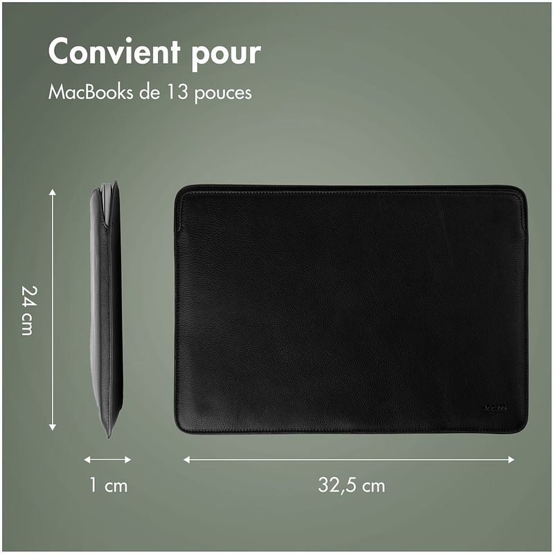 Foto van Accezz leather hoes voor macbook 13 inch laptop sleeve zwart