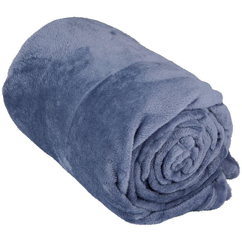 Foto van Arti casa fleece deken 150 x 200 cm - fleece plaid - 1-persoons plaid deken - blauw - fleece/polyester