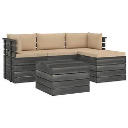 Foto van Vidaxl 5-delige loungeset met kussens pallet massief grenenhout