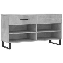 Foto van The living store schoenenbank betongrijs - bewerkt hout en ijzer - 102 x 35 x 55 cm - trendy en praktisch