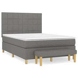 Foto van The living store boxspringbed - comfort - bed - 193 x 144 x 118/128 cm - donkergrijs