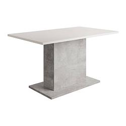 Foto van Meubella eetkamertafel tova - wit - grijs betonlook - 138 cm