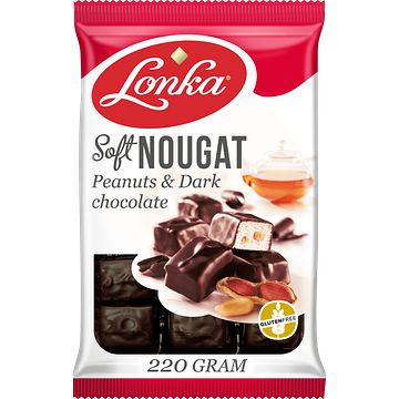 Foto van Lonka soft nougat pinda's & pure chocolade 220g bij jumbo