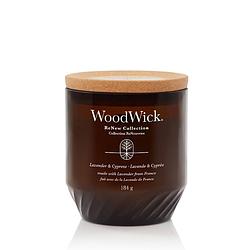 Foto van Woodwick geurkaars medium - renew - lavender & cypress - 9.5 cm / ø 8 cm